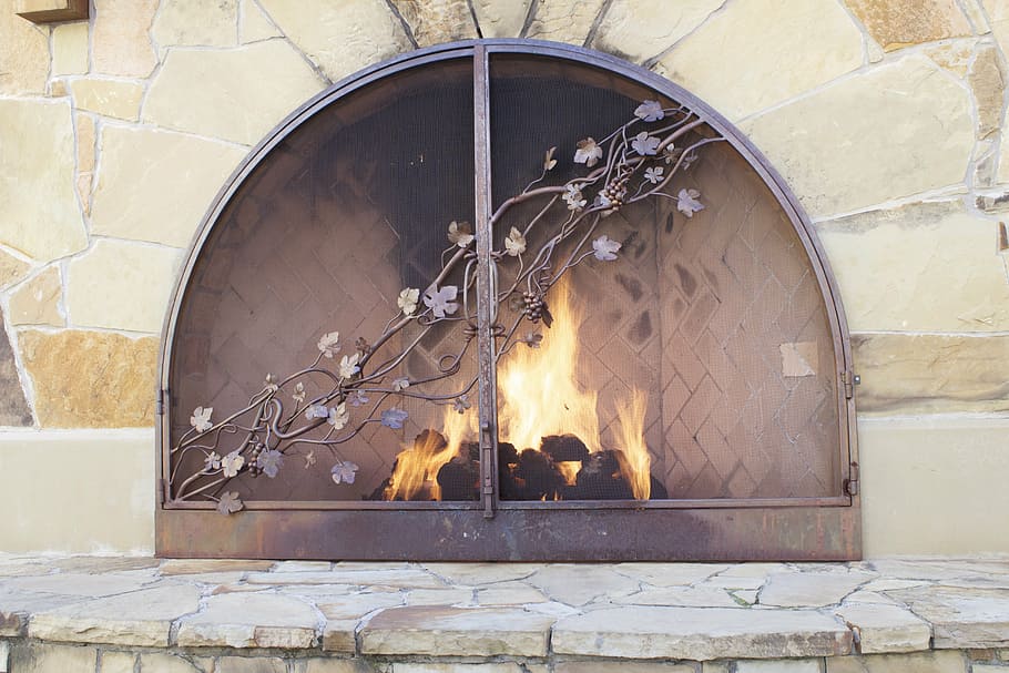 fire place, hearth, fire, burning, fire - natural phenomenon, fireplace, arch, flame, built structure, architecture