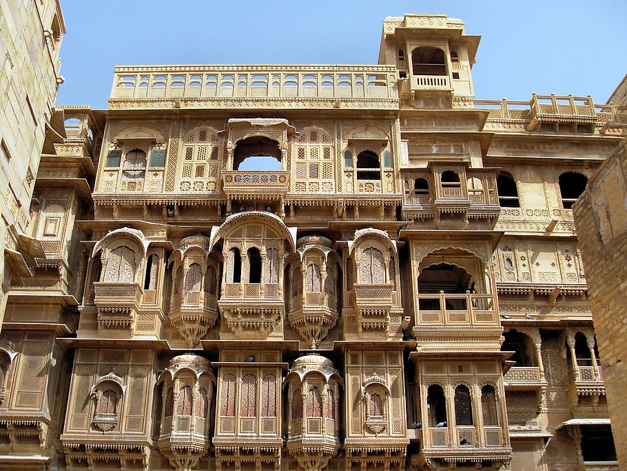 india, rajastan, jaipur, windows, facade, decoration, palace, architecture, built structure, building exterior