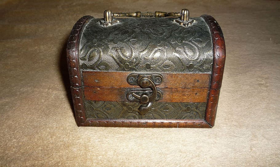 box, treasure, wooden, antique, vintage, chest, cassette, retro, trunk, brown