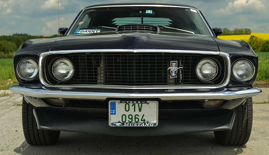 negro, Ford Mustang, carretera, durante el día, Ford, Mustang, viejo, zar, oldschool, 1969
