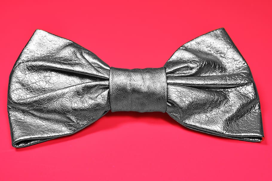 bow, silver bow, accessory, fashion accessory, style, classic, decoration, shiny, studio shot, red