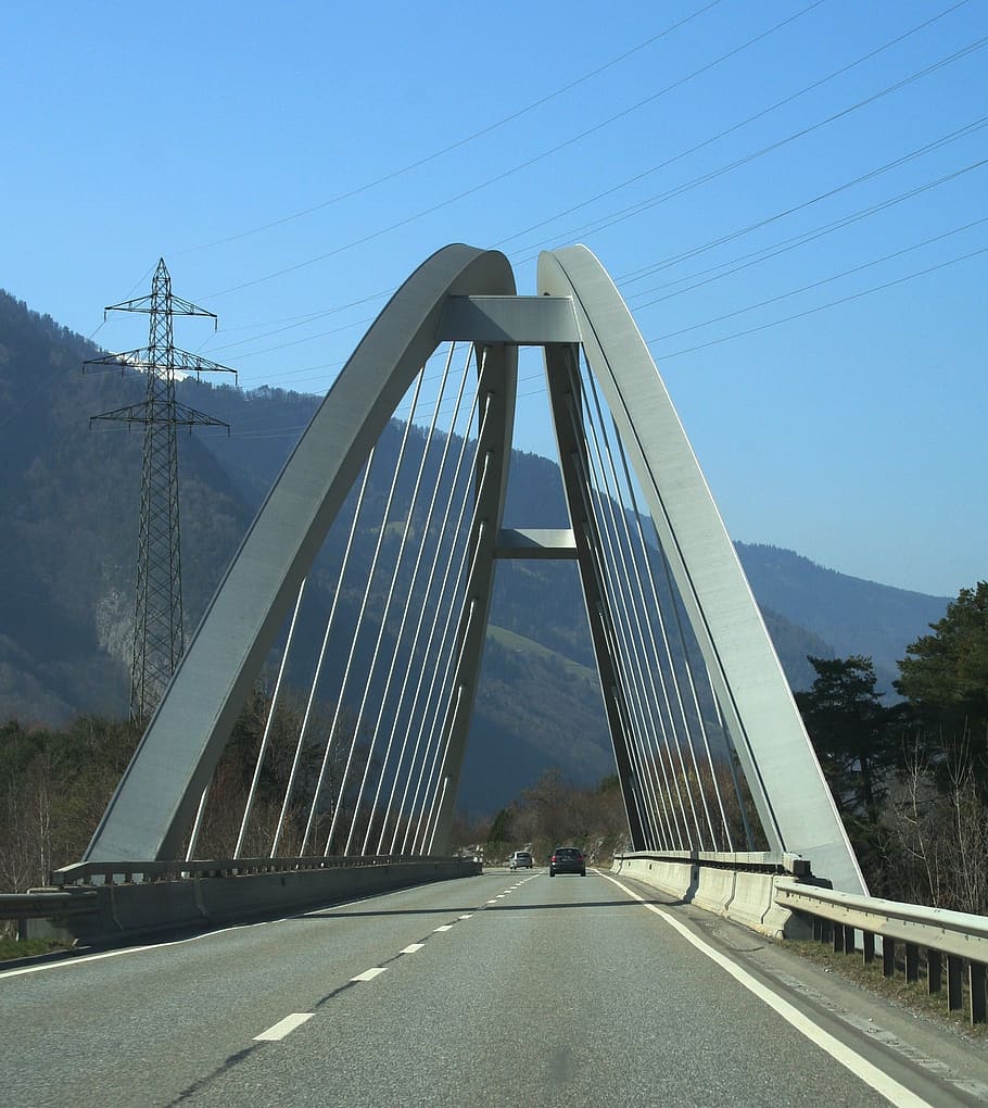bridge, suspension bridge, steel, stahlbau, architecture, steel cables, switzerland, alpine, mountains, portable