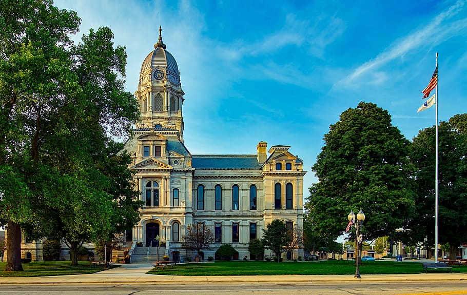 courthouse, kosciusko county, indiana, city, urban, building, architecture, landmark, historic, landscape