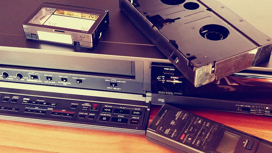 черный, VHS-плеер, VHS-лента, Видеомагнитофон, видео, Ленты, фильм, старый, ретро, ​​кассета