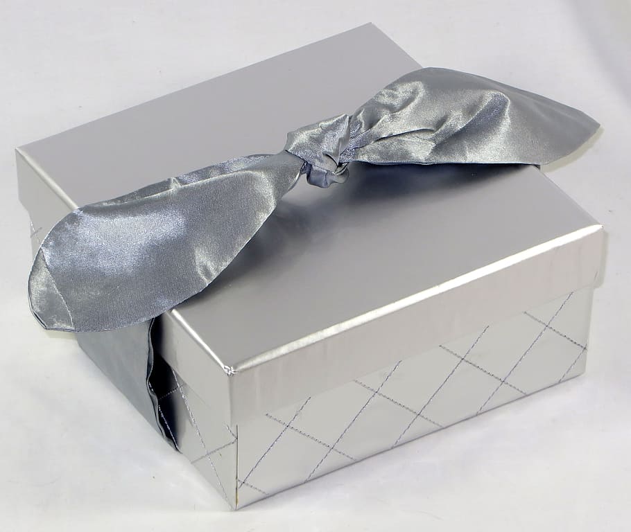unopened, silver gift box, gift, gift box, present, celebration, christmas, birthday, surprise, package