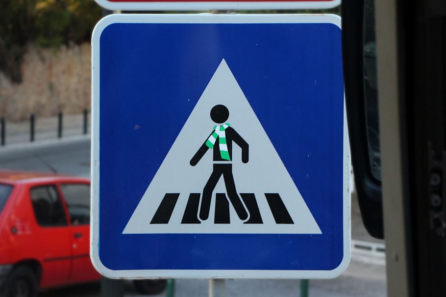 sign, a joke, scarf, human representation, communication, road sign, representation, blue, information, guidance