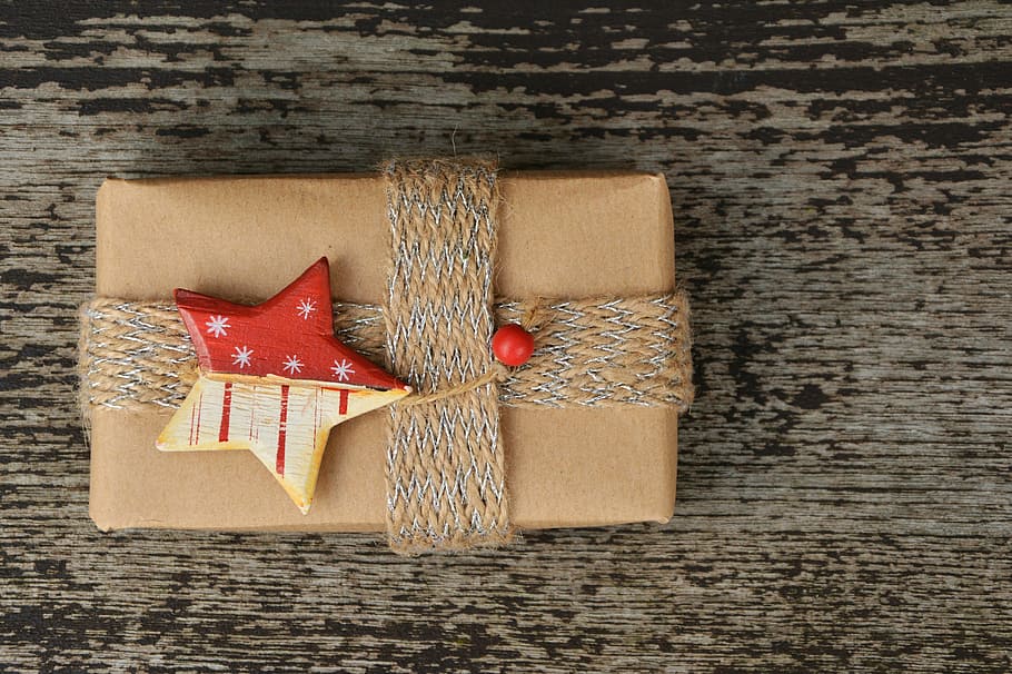 包まれた, プレゼント, スターアクセント弓, ギフト, ギフト小包, クリスマス, パック, サプライズ, 包装, クリスマスタイム
