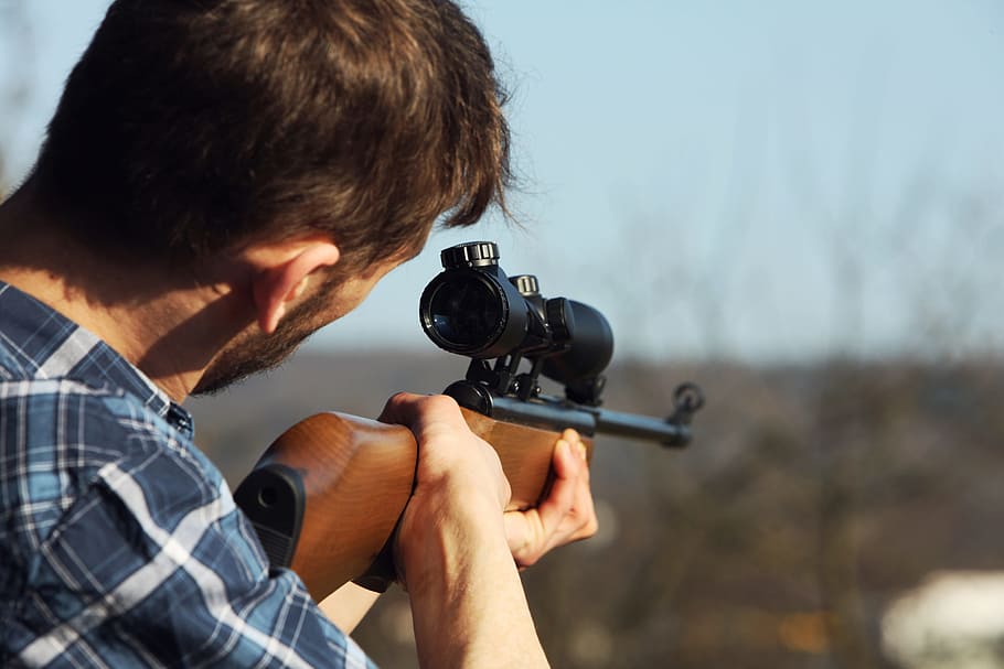 person, using, sniper rifle, Contactors, Hunter, Amok, Sniper, defend, rampage, aiming