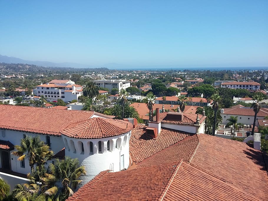 santa barbara, city, view, the rooftop, architecture, built structure, building exterior, roof, building, residential district