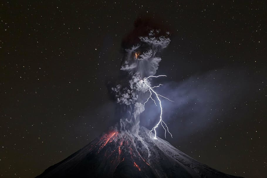 volcano, collimated, mx, power in nature, night, outdoors, motion, erupting, lava, beauty in nature