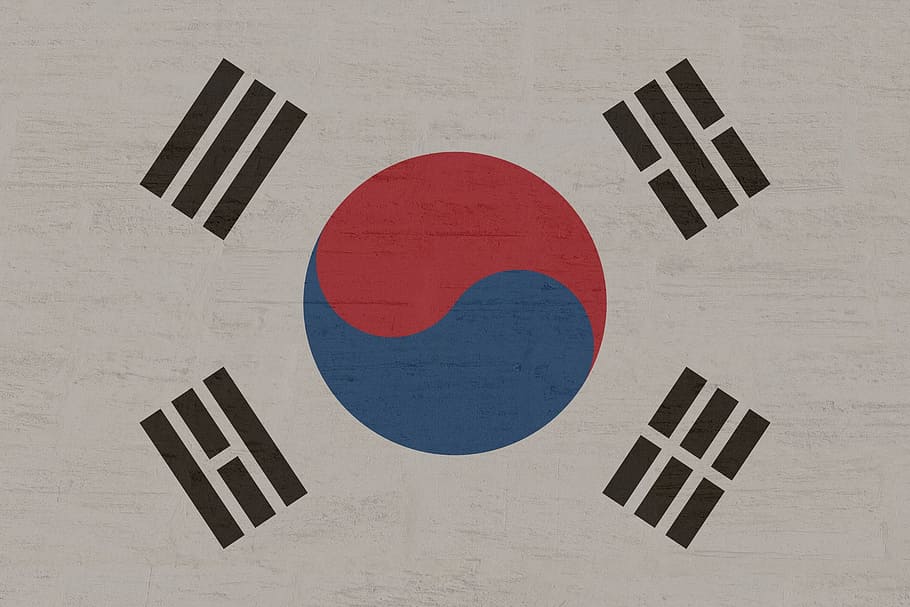 flag, banner, nation, coat of arms, south korea, land, symbol, republic of korea, red, circle