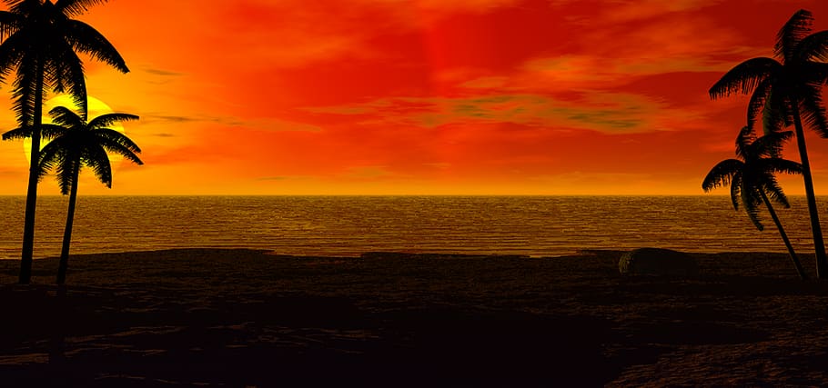puesta de sol, océano, paisaje, mar, cielo, playa, agua, atardecer, naturaleza, tarde