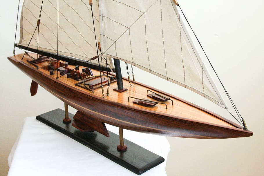 perahu model kayu, model kapal pesiar kayu yang terkenal, shamrock, dekorasi maritim, hadiah berlayar, Kapal Bahari, perahu layar, berlayar, laut, olah raga
