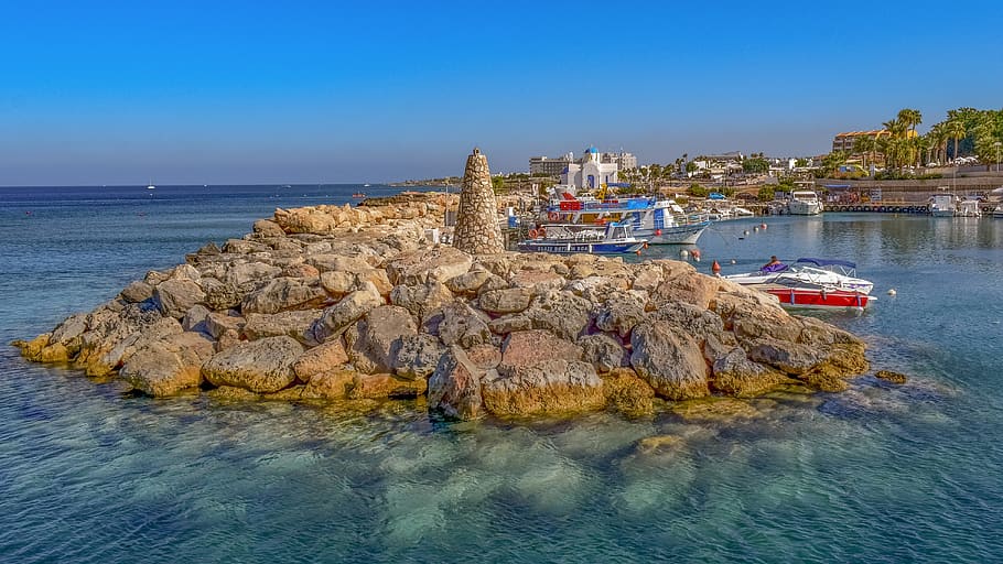 cyprus, protaras, sea, harbor, mediterranean, seashore, boats, tourism, summer, island