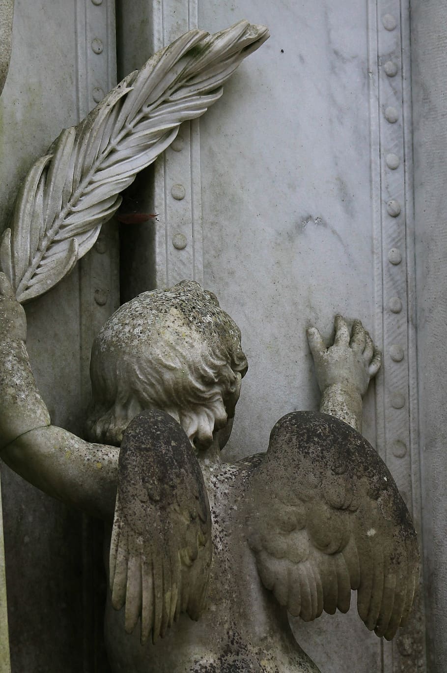 cemetery, angel, sculpture, figure, cherub, door, guard, art and craft, representation, creativity