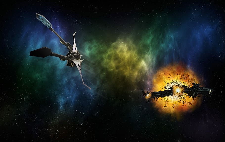 galaxy war wallpaper, espacio, nave espacial, ciencia ficción, adelante, viaje espacial, estrella, componer, fantasía, batalla