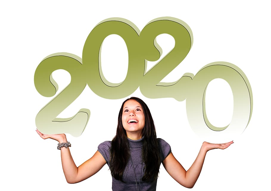 new year's day, woman, girl, laugh, happy, new year's eve, 2020, turn of the year, joy, white background