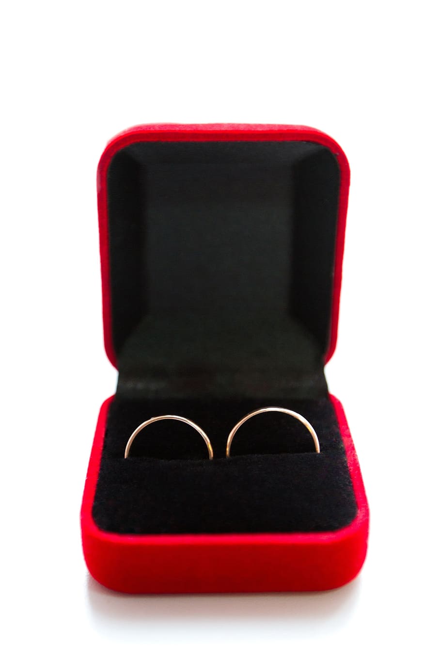 anillo de bodas de color plateado, estuche, compromiso, anillos, anillo, boda, felicidad, familia, caja, rojo