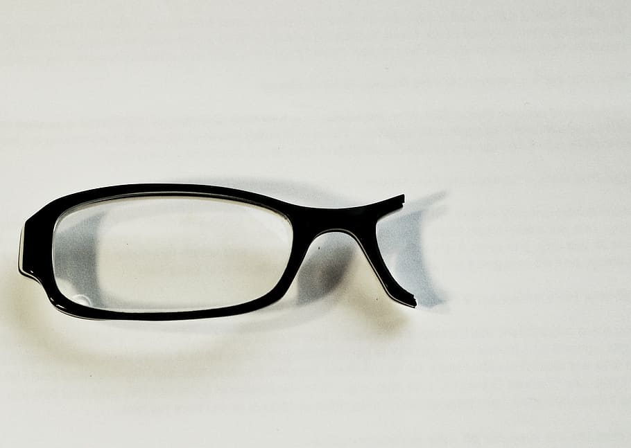 broken, black, framed, eyeglasses, glasses, lens, vision, frame, optical, view