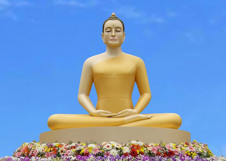 Estatua de Gautama, Buda, budistas, meditar, Wat, Phra Dhammakaya, Tailandia, oro, meditación, paz