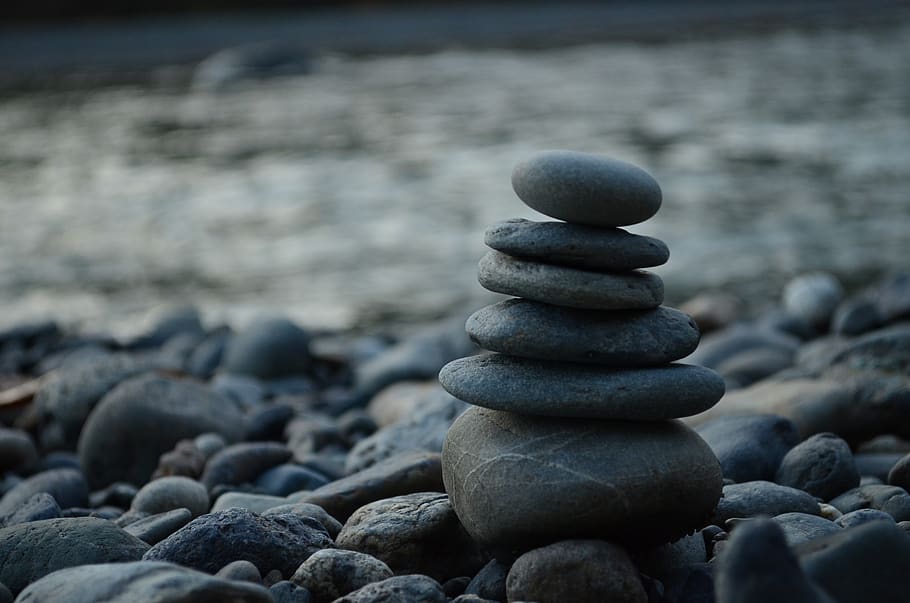 beach, rocks, stacked, water, nature, stones, stacking rocks, rock, pebble, stone - object