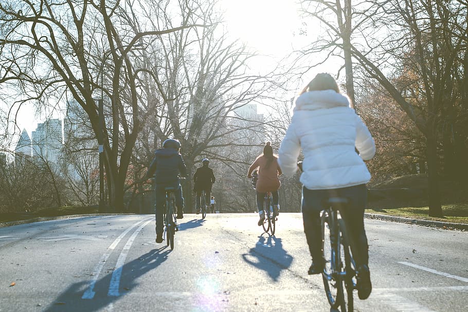 cuatro, persona, paseo, bicicletas, durante el día, personas, hombre, mujer, niño, bicicleta