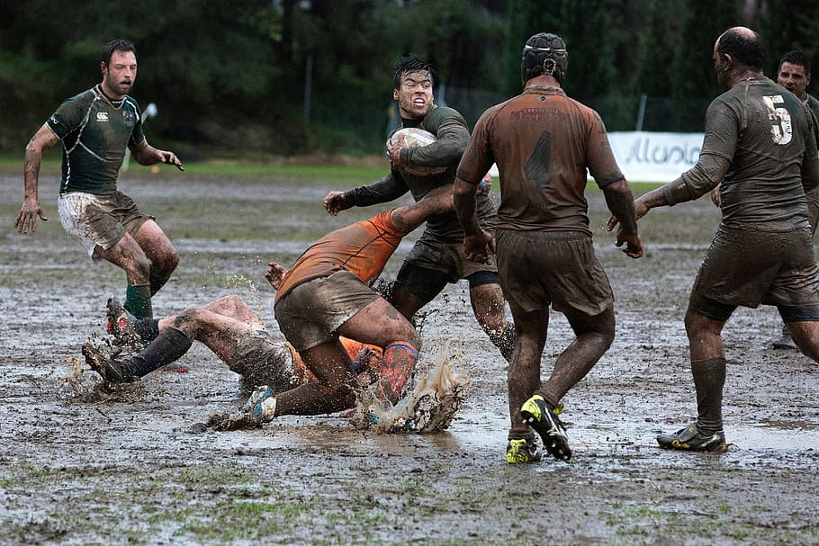 muddy rugby players, Muddy, Rugby, Players, dirty, photos, public domain, sports, obstacle Course, people
