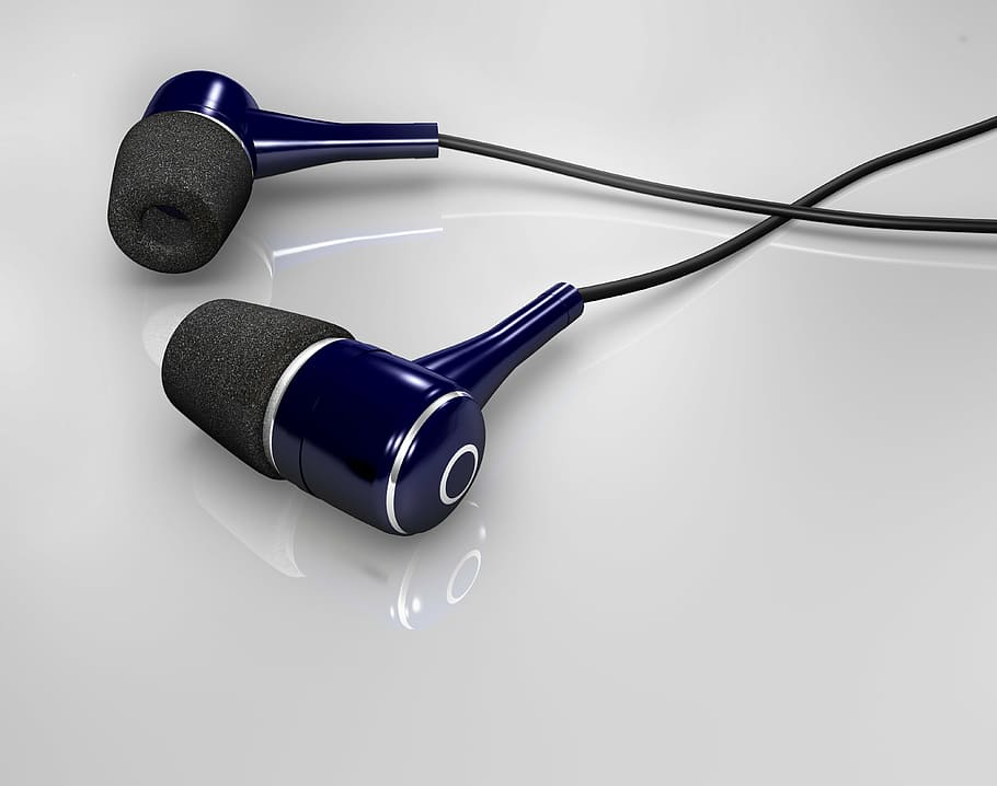 blue, grey, earbuds, case, earphones, sound, glamour, fashion, phone, leisure