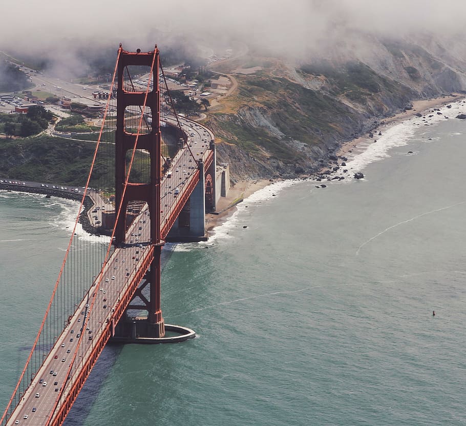 Золотой, Мост ворот, Сан-Франциско, Ворота, мост, Инфраструктура, море, Золотые ворота, океан, воды