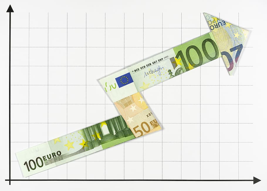 arrow, money, bank note, bills, currency, euro, stock exchange, profit, bank, banks