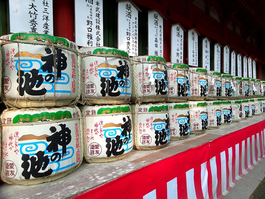 Japón, tokio, templo, sake, alcohol, en una fila, variación, gran grupo de objetos, en interiores, día
