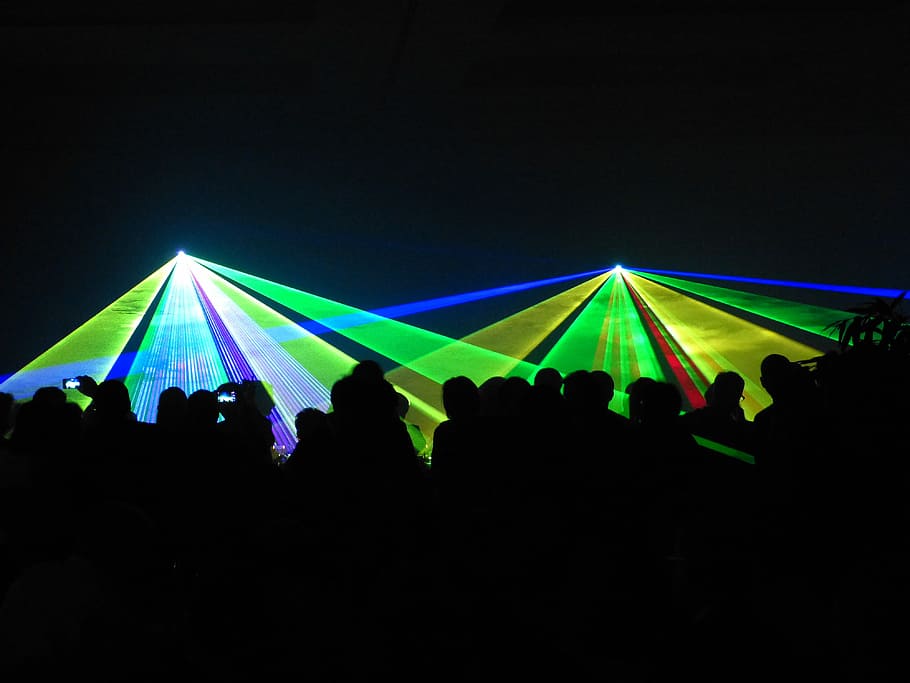 concert, Laser Light Show, colorful, dark, laser light, people, public domain, show, night, nightlife