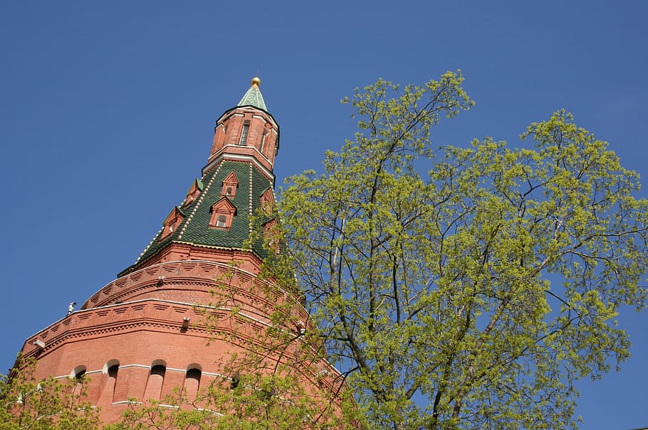 Kremlin, Torre, Parede, Tijolos, parede da torre, arquitetura, ponto de referência, cenário, edifícios, metropolitano