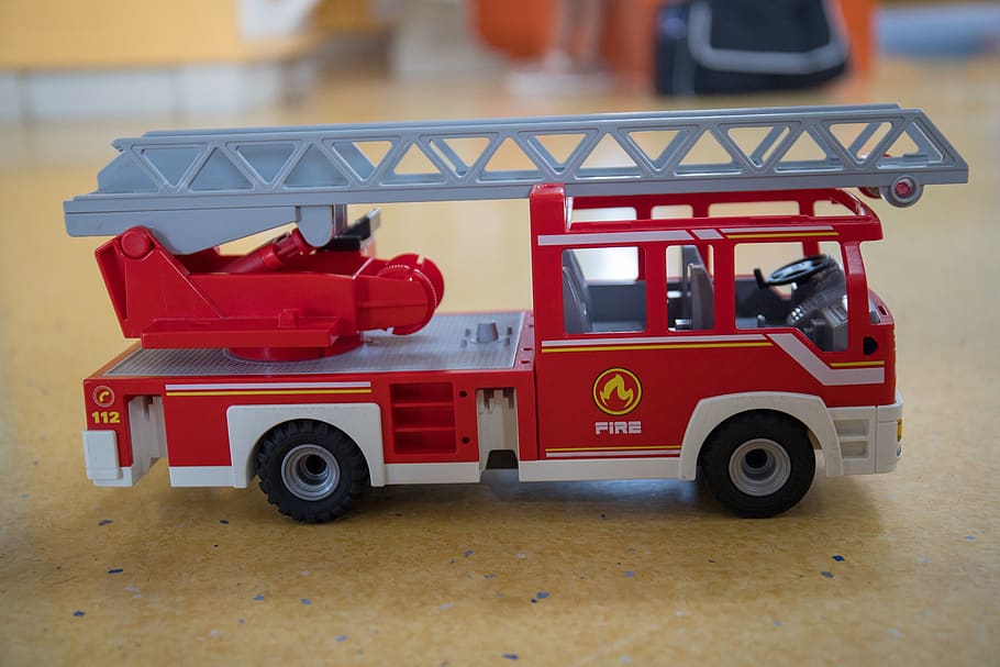 firetruck, malta, playmobil, toy, toys, transportation, land vehicle, mode of transportation, red, truck