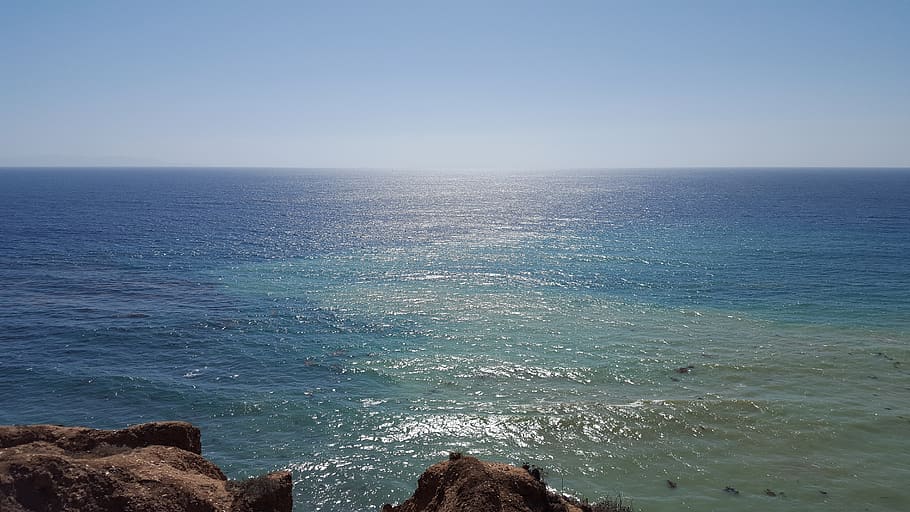 rancho, palos, verdes, costa, california, mar, agua, cielo, horizonte, pintorescos - naturaleza