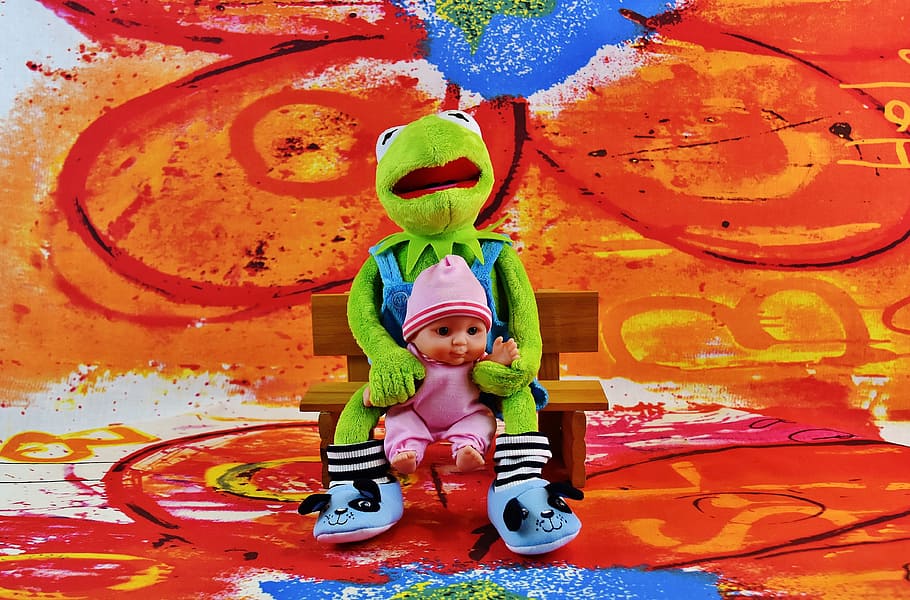 kermit, frog, baby, doll, stuffed animal, soft toy, toys, funny, teddy bear, children toys