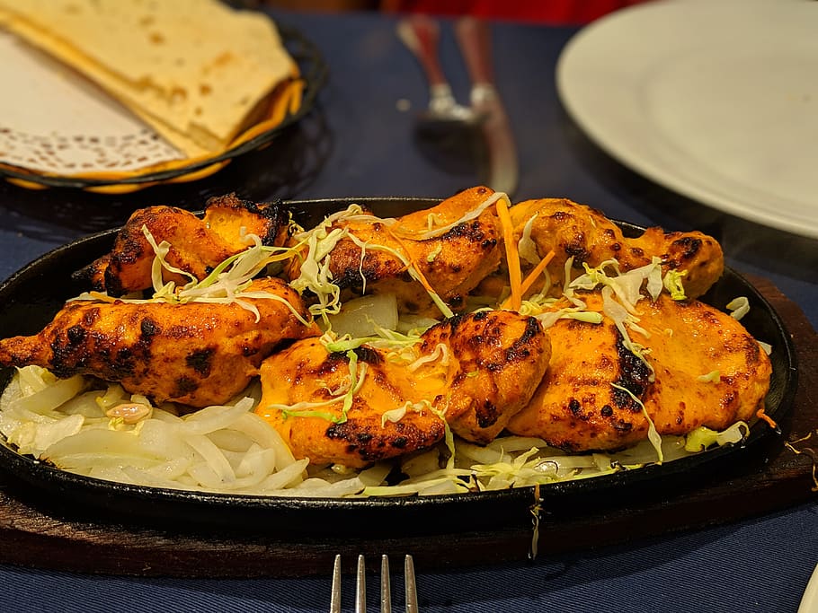tandoori, chicken, curry, cooking, food, taste, spice, poultry, edible, grilled