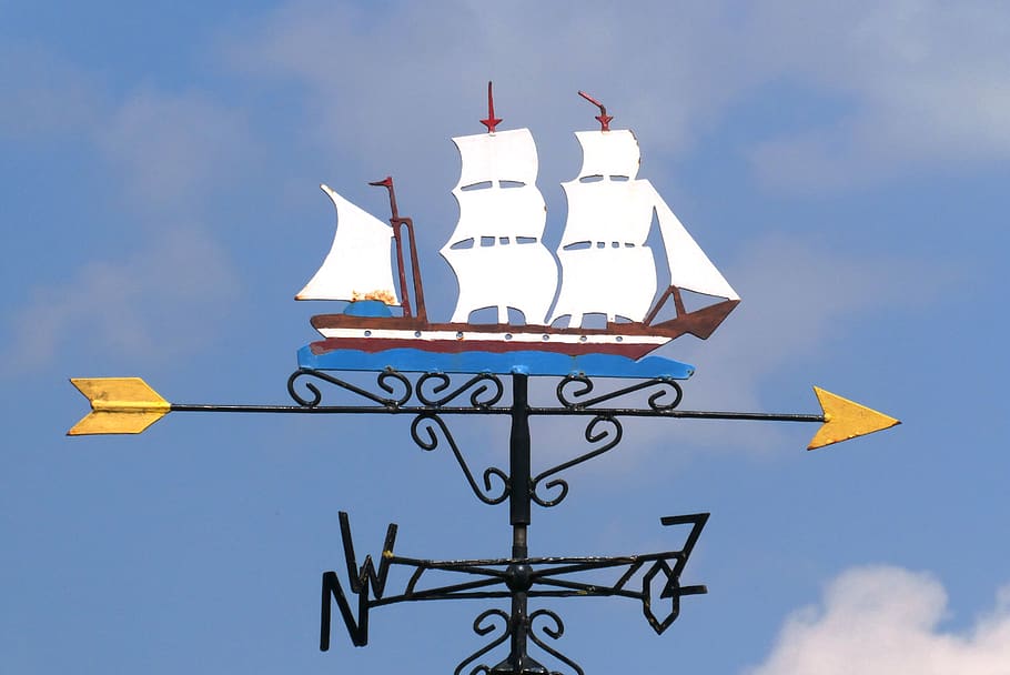 weather vane, air, outdoor, chimney, wind vane, sailing ship, wind, sky, communication, sign