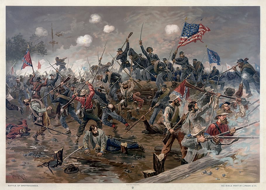 Grupo, hombres, lucha, pintura, americano, guerra, guerra civil, batalla, América, historia