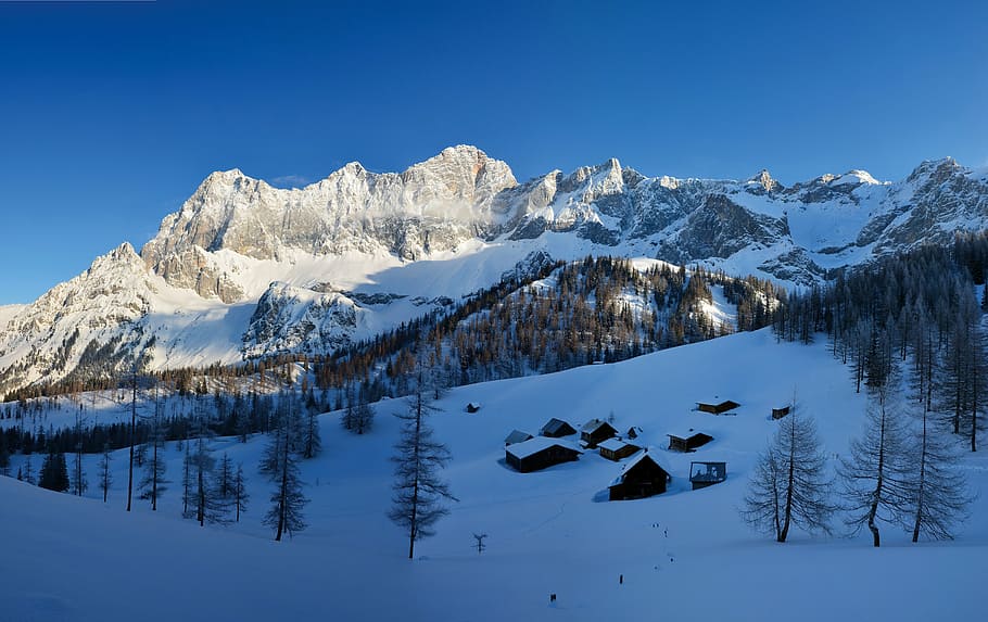 alpine, austria, styria, mountains, winter, snow, mountain, nature, landscape, european Alps