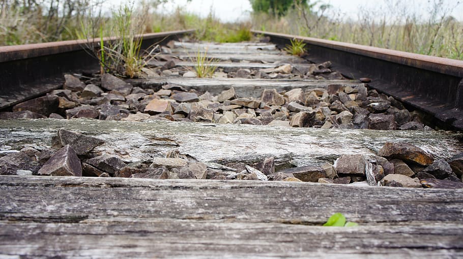 trail, train, abandoned, empty, old, rusty, rails, transport, railway, station