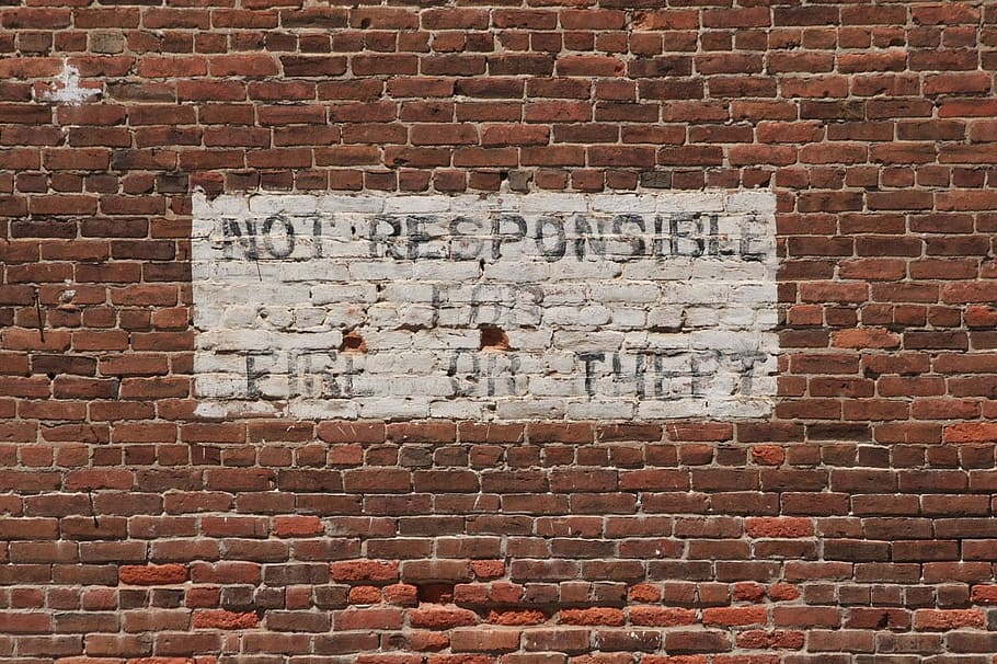 brown, brick wall, responsible, text paint, clay, brick, wall, red, sign, advisory