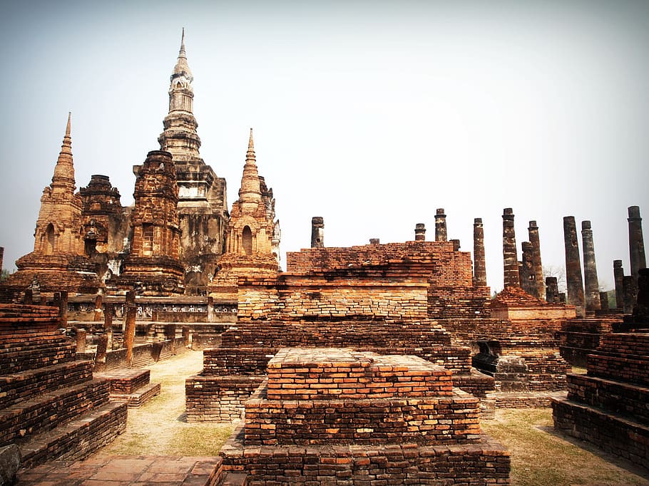 antiga, arquitetura, arte, ásia, ayutthaya, bangkok, bela, beleza, tijolo, buda