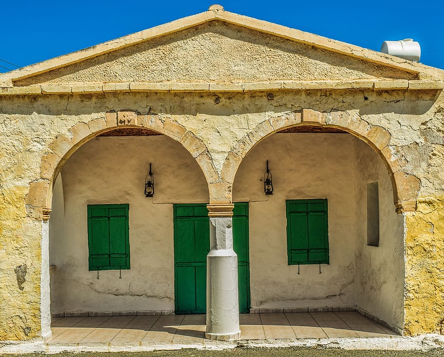 村, 家, 建築, 伝統的な入り口, 外観, avgorou, キプロス, ドア, 建物外観, 文化