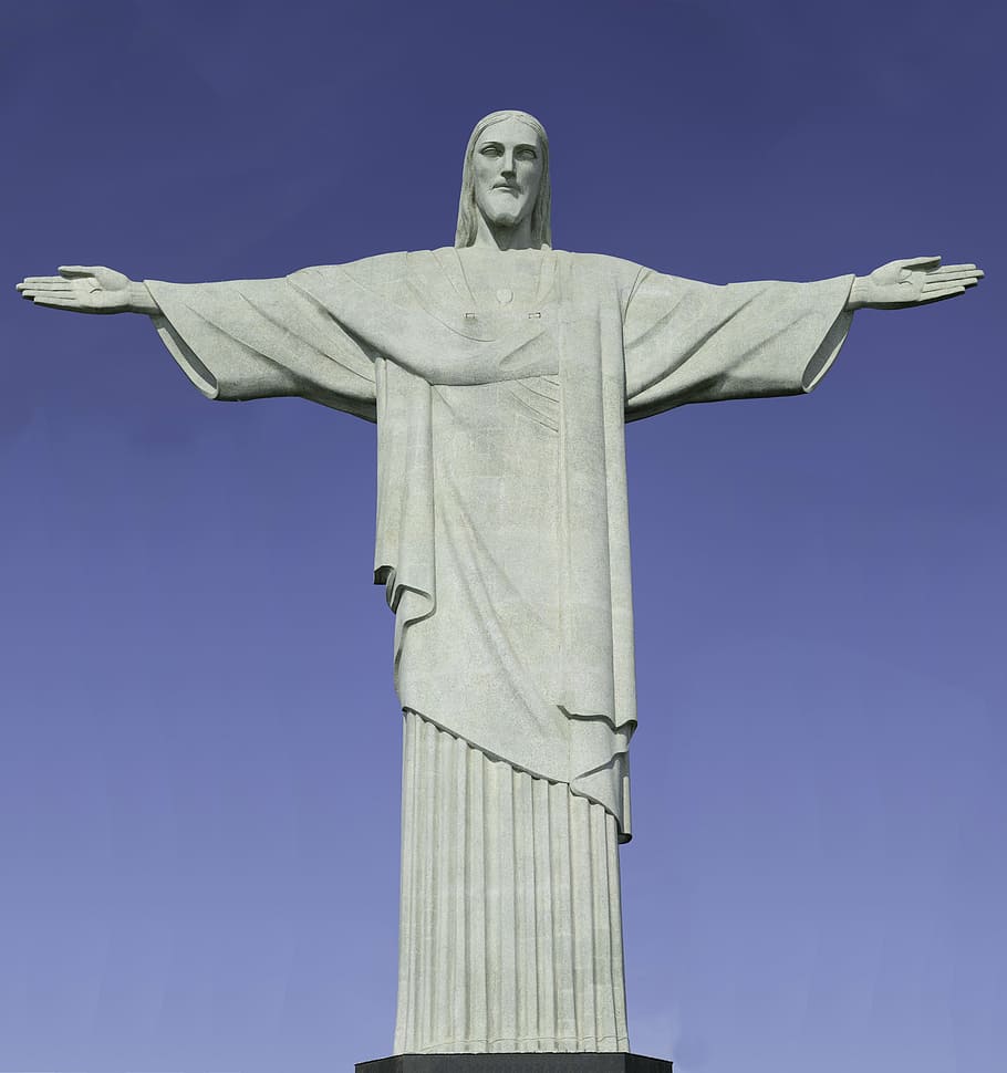 christ, redeemer, brazil, christ the redeemer statue, rio, rio de janeiro, 30 meter high statue, cristo redentor, landmark, places of interest