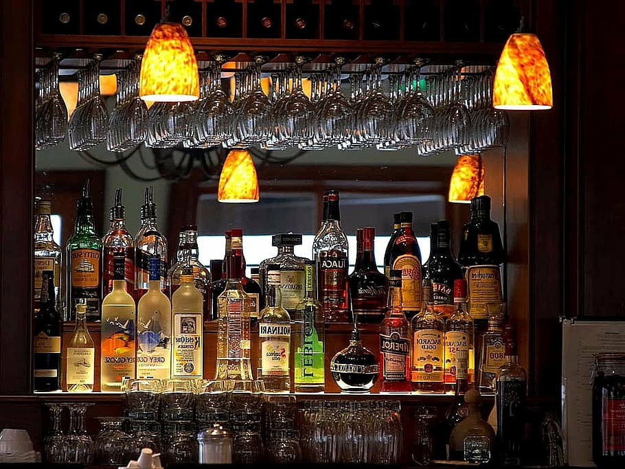 bars, liquors, design, exteriors, interiors, bottle, choice, container, variation, large group of objects