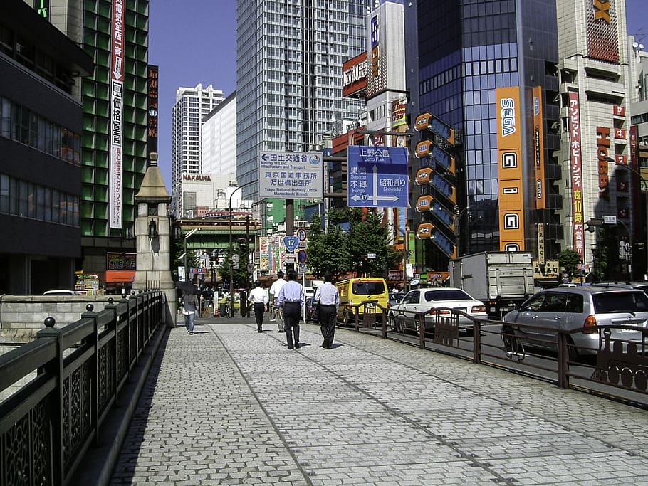 puente manseibashi, tokio, japón, manseibashi, puente, akihabara, edificios, ciudad, foto, dominio público