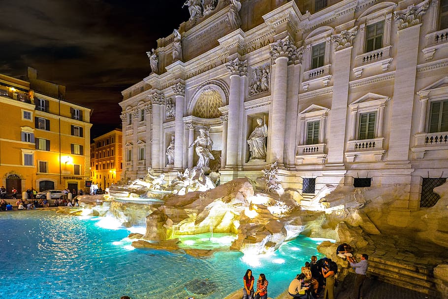 Trevi, Fountain, Water, Blue, Rome, Roma, trevi, fountain, water, blue, italy, famous