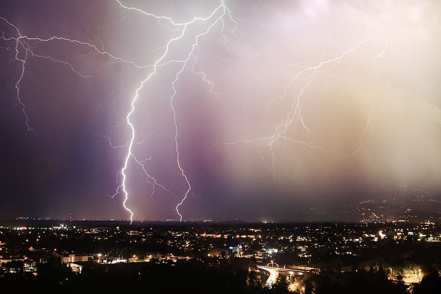 lightning, night, dark, sky, storm, thunderstorm, electricity, weather, thunder, nature