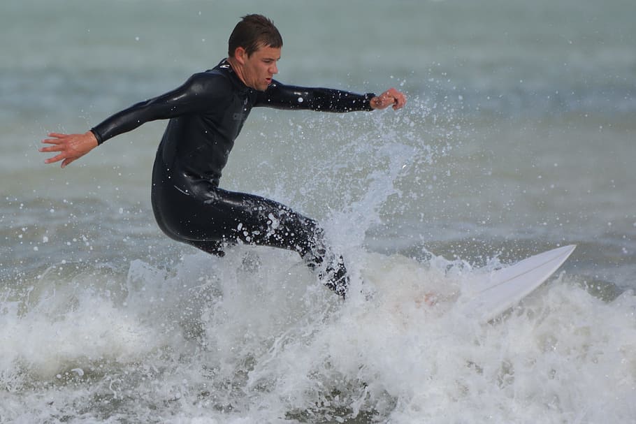 Surfer, Waves, Man, People, Sea, Action, man, people, splashing, motion, one person
